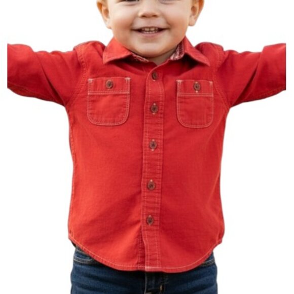 Old Navy Red Long-Sleeve Button-Down Shirt size 3T - Picture 11 of 11